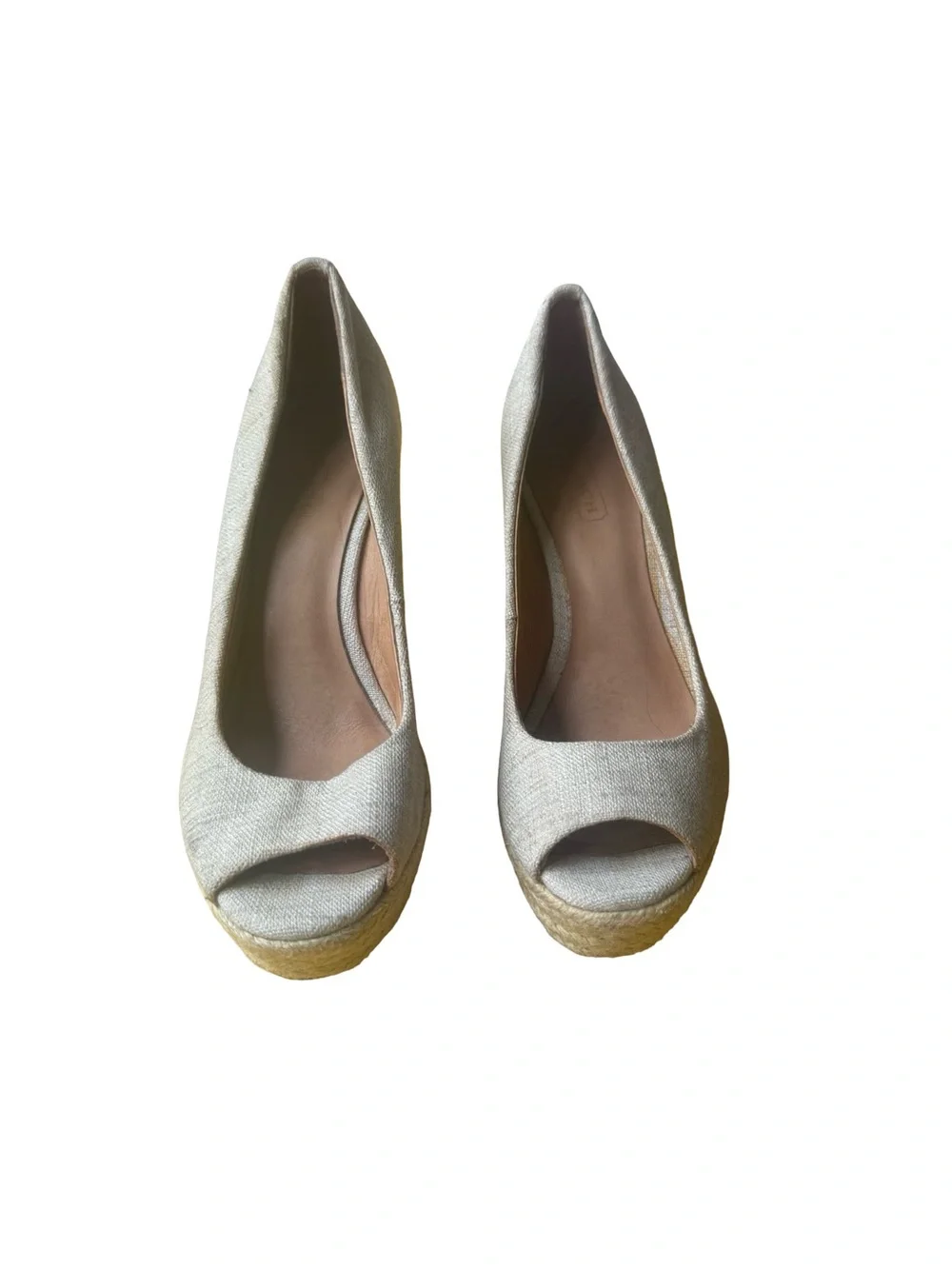 VTG y2K COACH Milan Beige Espadrille Wedge Platform Heels Peep Toes Shoes Size 6
